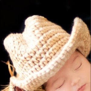 Hand crocheted newborn cowboy hat